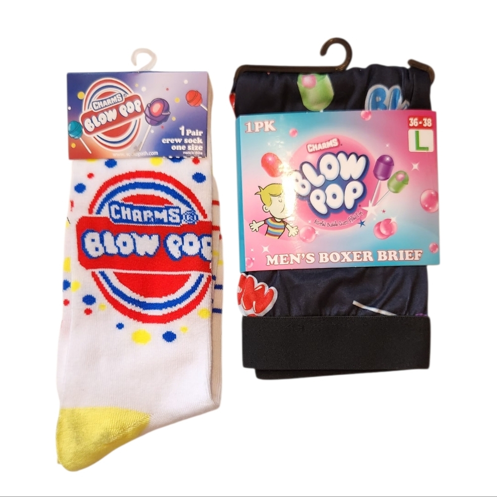 Mens Crazy Funny Blow Pop‎ Candy Sucker Boxer Brief Underwear Novelty Crew Socks